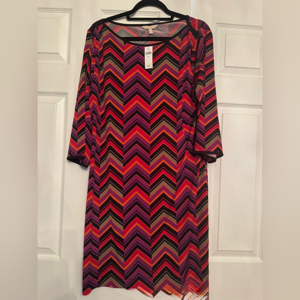 Banana Republic Multicolor Chevron Long Sleeve Dress